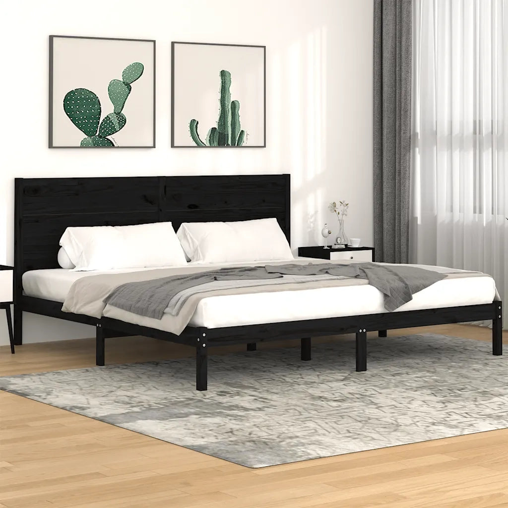 Giroletto Nero in Legno Massello di Pino 200x200 cm 3104177
