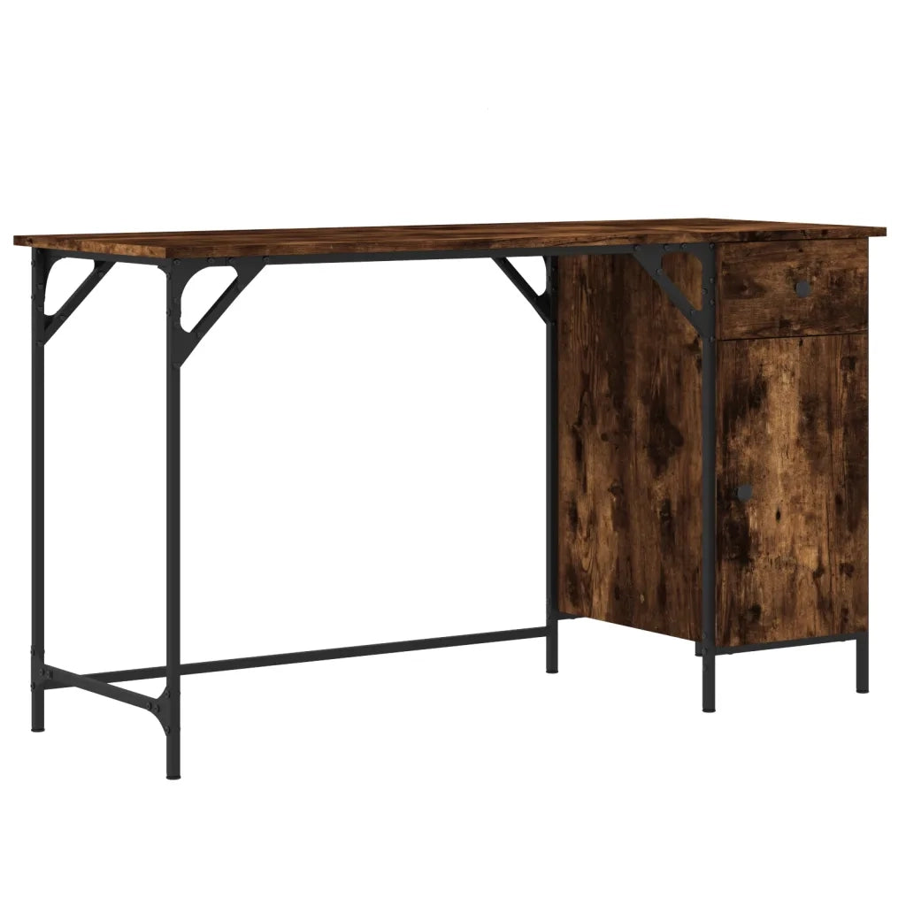 Scrivania | Tavolo da Ufficio Computer Rovere Fumo 131x48x75 cm Legno Multistrato