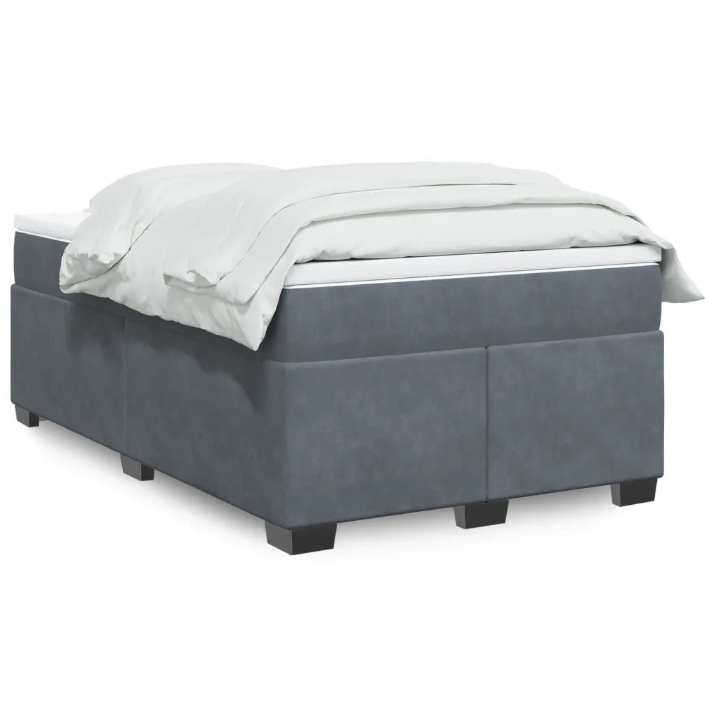 Giroletto a Molle con Materasso Grigio Scuro 120x190 cm Velluto
