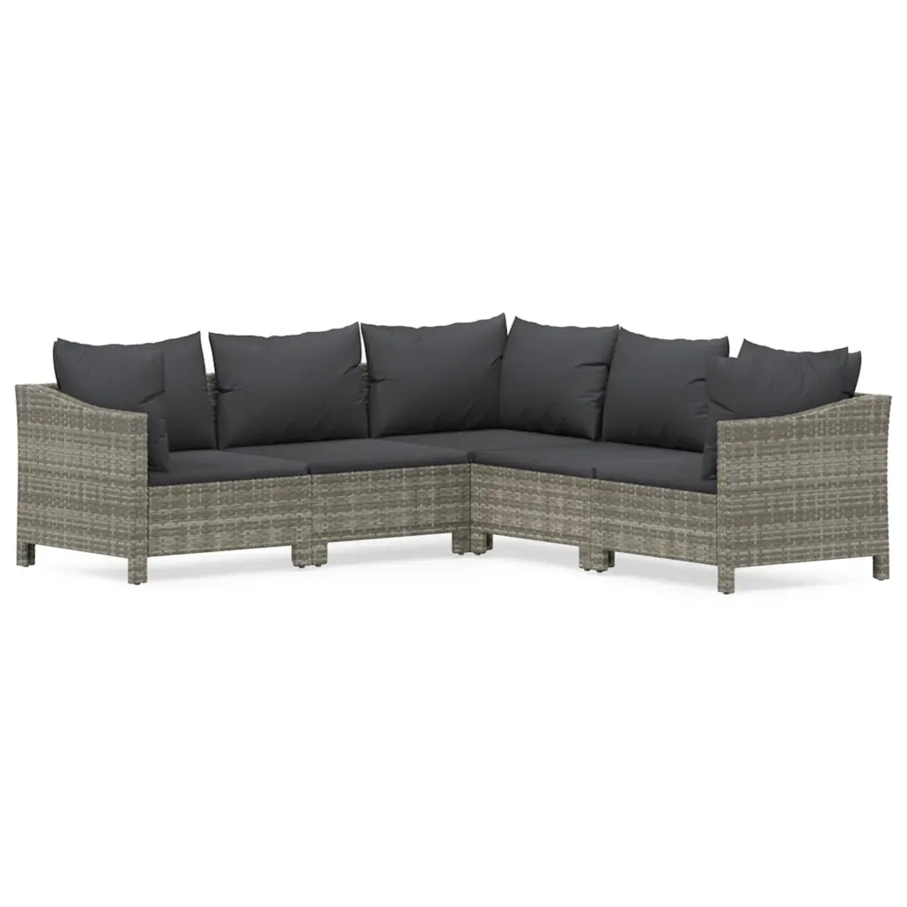 Set Divani da Giardino 5 pz con Cuscini in Polyrattan Grigiocod mxl 76649