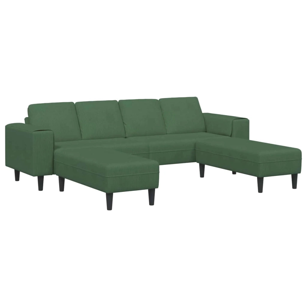 Divano Verde Scuro 250 x 188 x 76 cm Tessuto in Cords 3335136