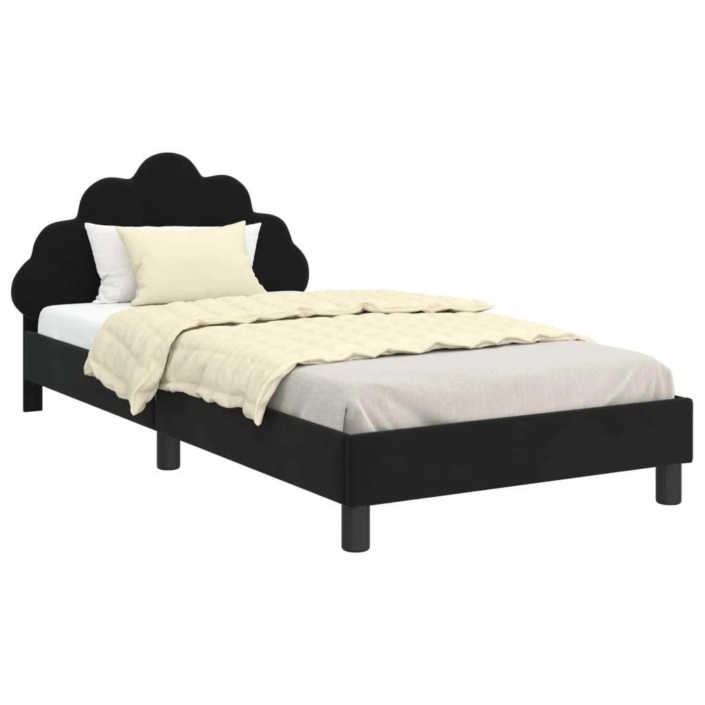 Struttura letto Bambini | Letto Infantile | Lettino con testata Nero 90 x 200 cm Velluto