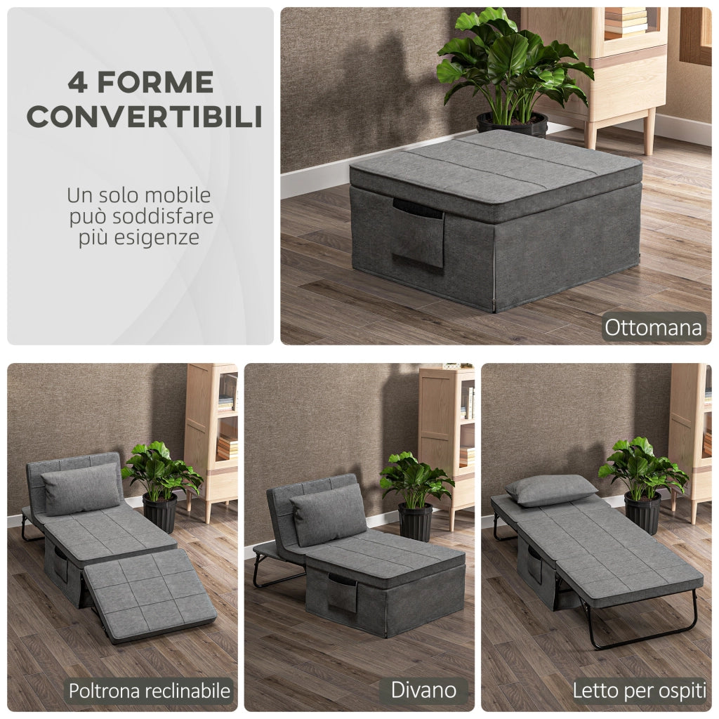 Pouf Letto Pieghevole con Schienale Reclinabile ¨C zephmum ¨C Grigio