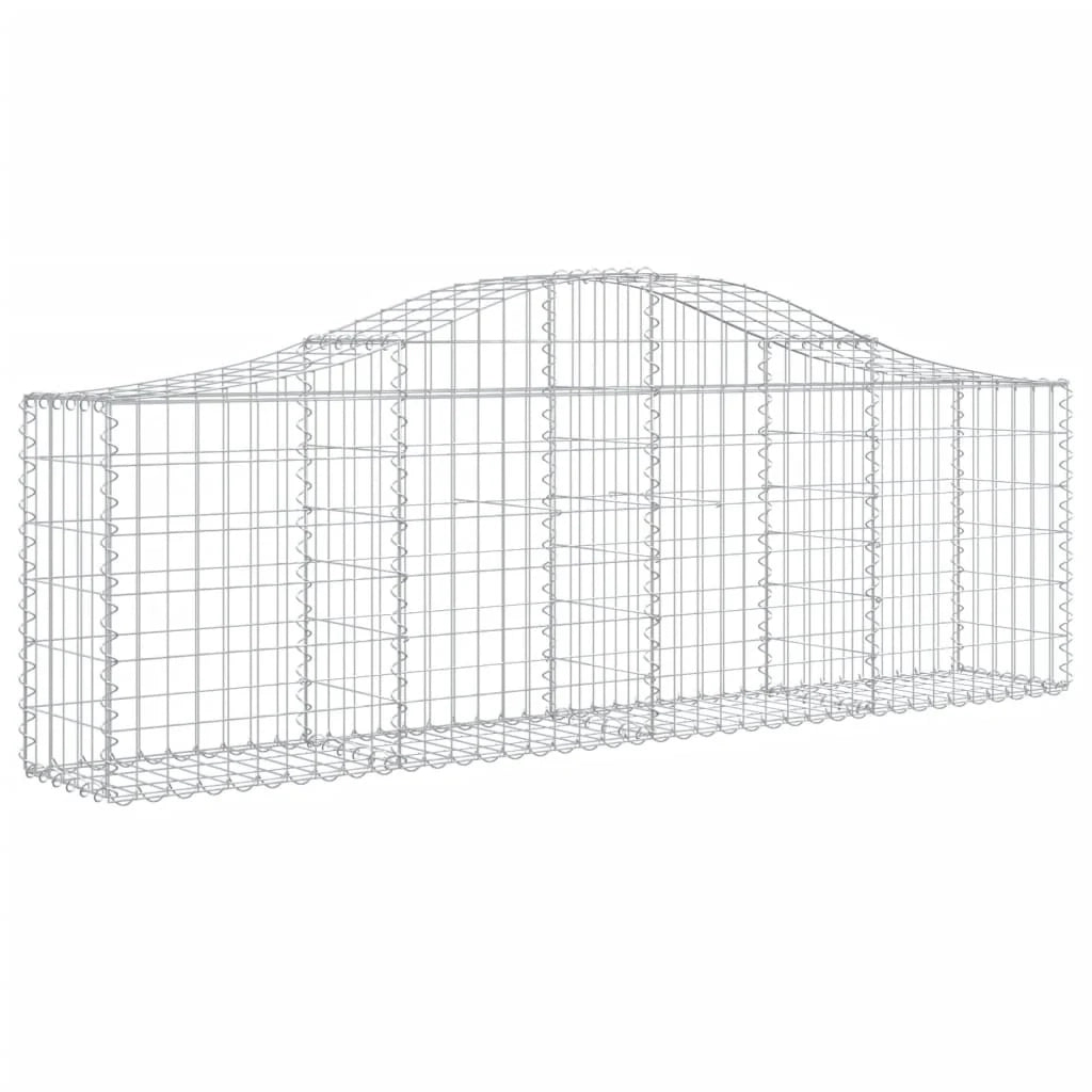Cestini gabbioni recinzione a gabbia muro di contenimento ad arco 6 pezzi 200 x 30 x 60/80 cm ferro zincato argento 02_0040991
