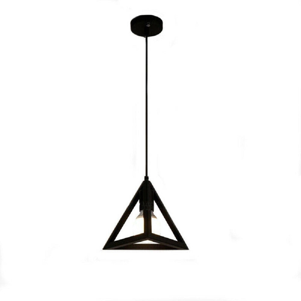 Trade Shop - Lampadario Da Soffitto A Sospensione Forma Di Triangolo 3d Portalampada E27 A35 - Nero
