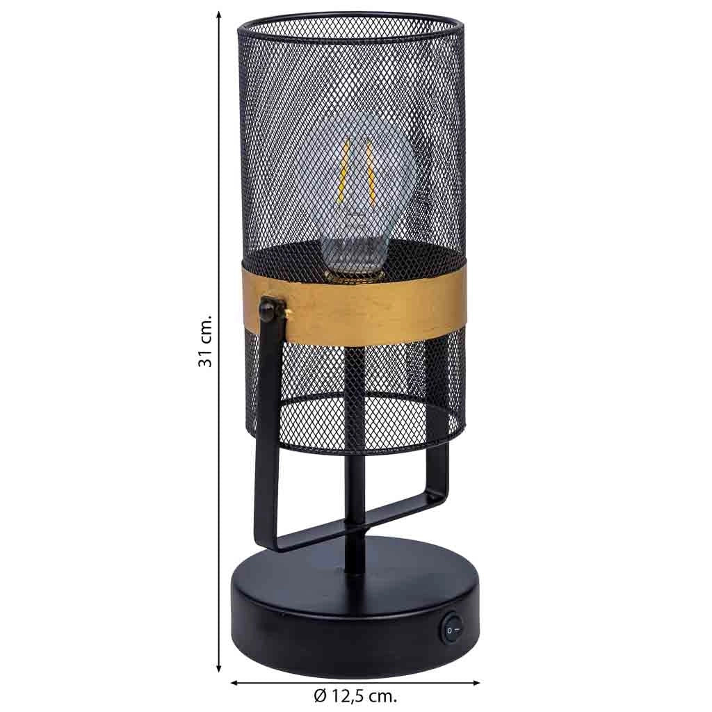 Lampada da tavolo in metallo nero con 1 faretto 12,5x12,5x31h cm