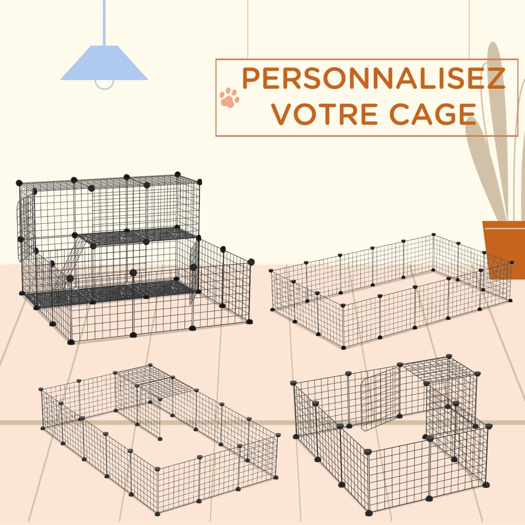 Recinto per Animali Domestici Modulabile ¨C zephmum ¨C 105x105x70 cm Nero