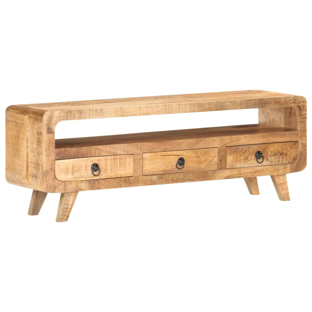 Mobile TV multimediale scaffale TV credenza TV sala da pranzo soggiorno camera da letto 117 x 30 x 41 cm legno massello di mango marrone grezzo 02_0025798