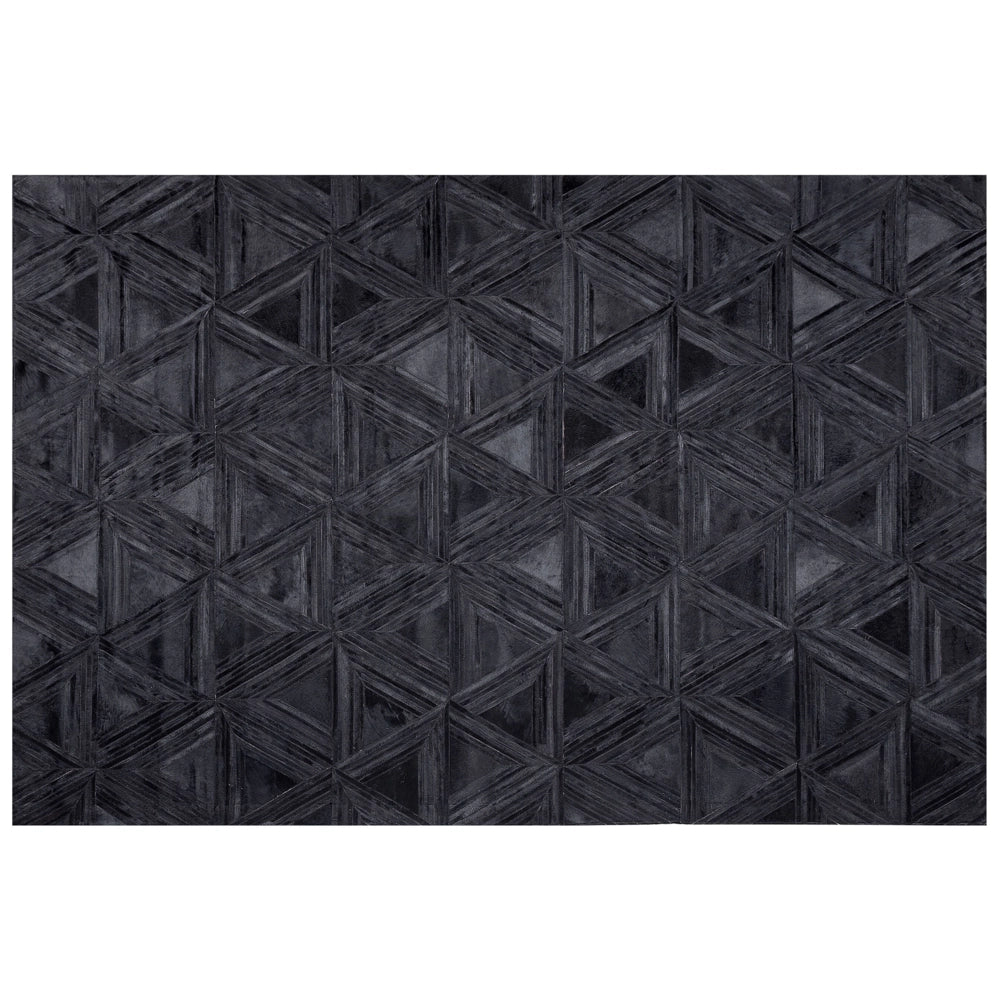 Tappeto Nero Pelle Di Vacchetta 140 x 200 cm Motivo Artigianale A pelo corto Moderno