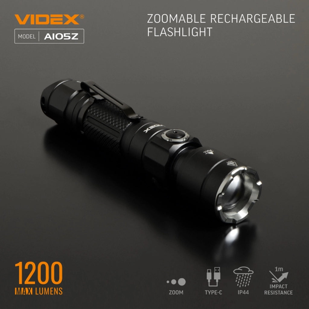 Torcia tattica Videx VLF-A105Z 1200lm 215m USB-C IP44