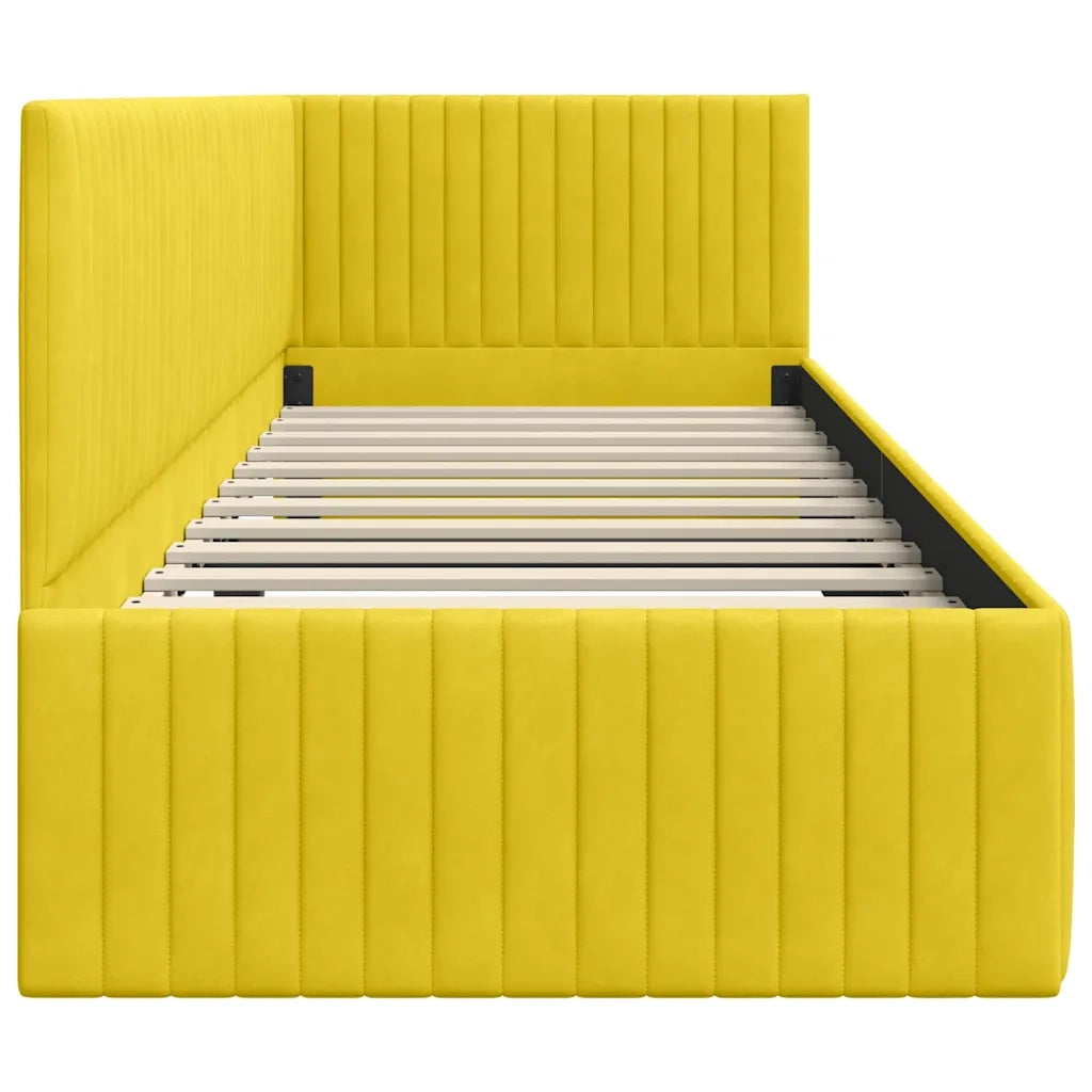 Cornice del letto ad angolo Giallo 80 cm x 200 cm Velluto