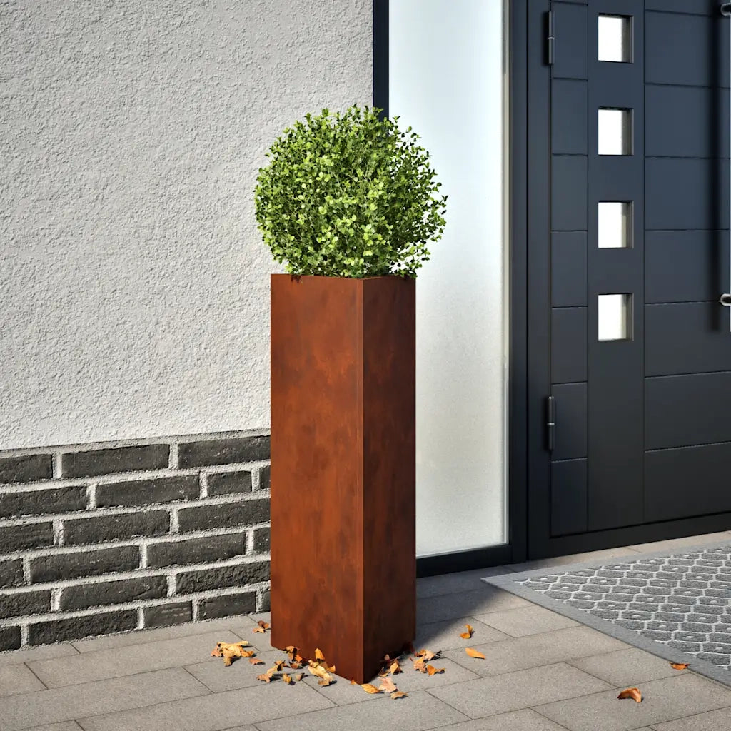 Fioriera da Giardino-Vaso da Esterno 30x26x75 cm in Acciaio Corten