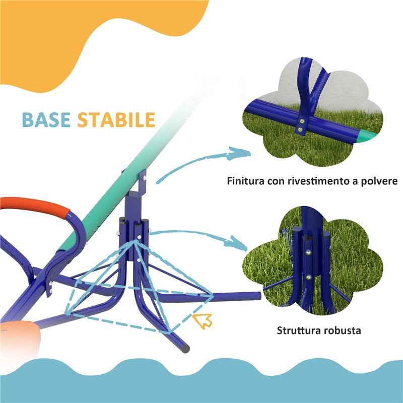 ALTALENA A BILICO PER BAMBINI 3-8 ANNI CON ROTAZIONE A 360°, IN ACCIAIO E PP, 192X60X60 CM