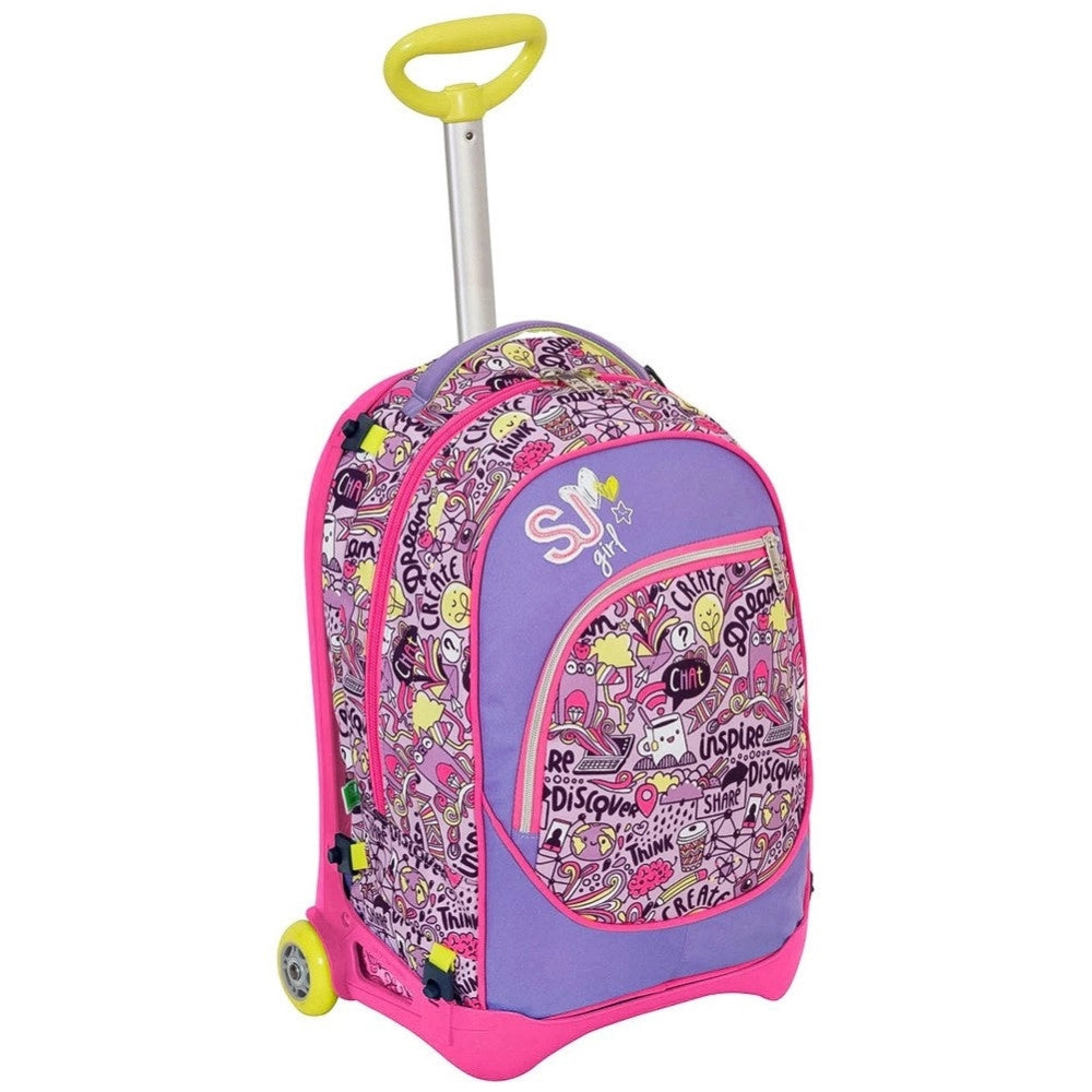 Trade Shop - Zaino Scuola Ragazzi Trolley 3in1 Jack Sj Con Carrello Rimovibile Rosa -