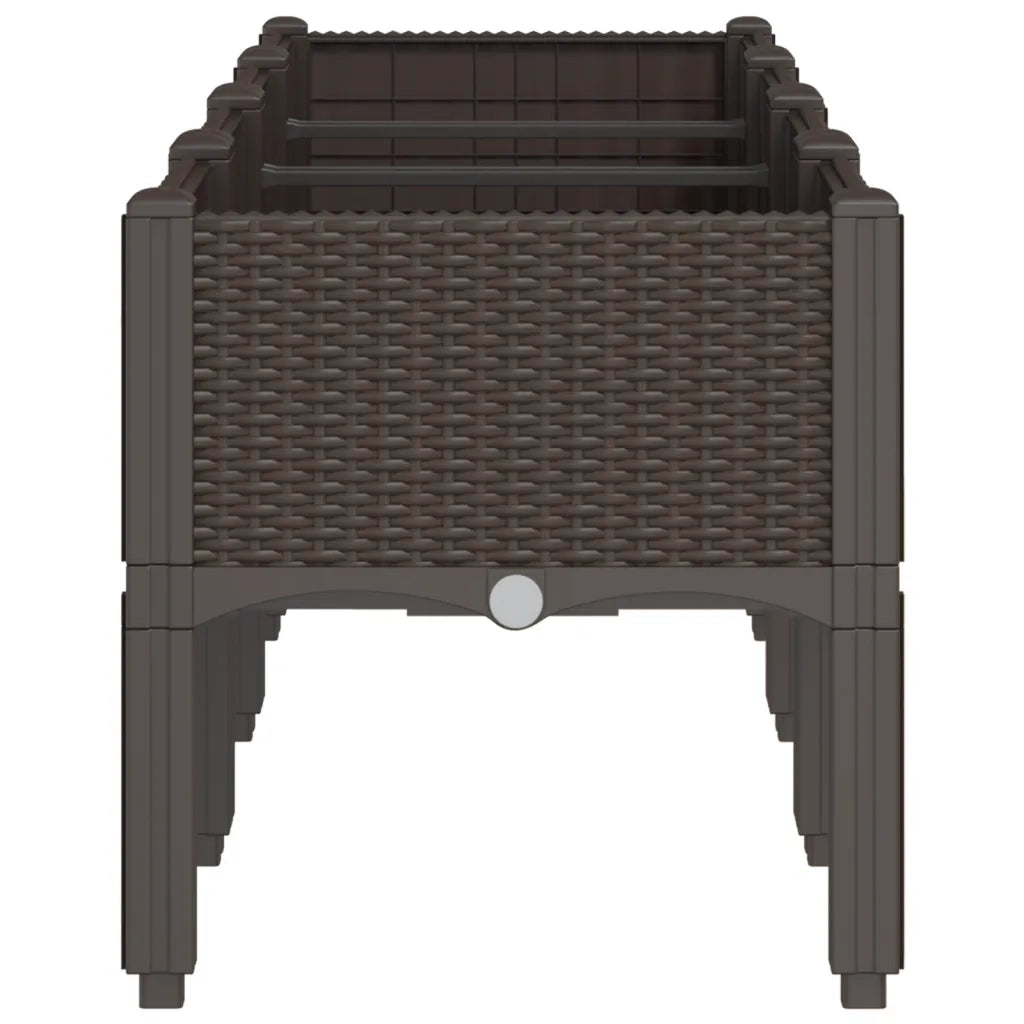 Fioriera da Giardino con Gambe Marrone 160x40x42 cm in PP