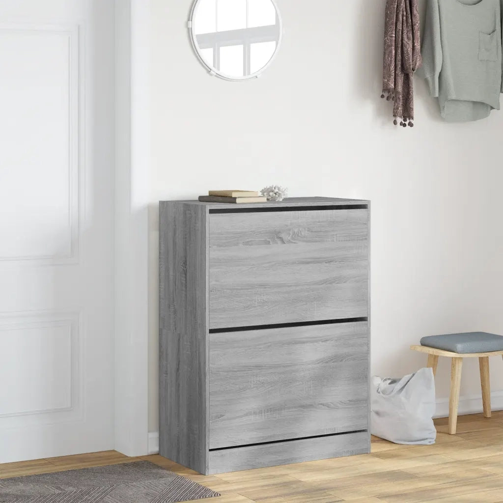 Scarpiera 2 Cassetti Ribaltabili Grigio Sonoma 80x42x108 cmcod mxl 134498