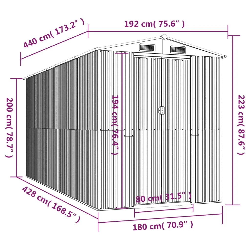 Capanno Giardino Marrone Chiaro 192x440x223 cm Acciaio Zincato 3147474