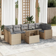 Set Divano da Giardino 8 pz con Cuscini Beige in Polyrattan 3326280