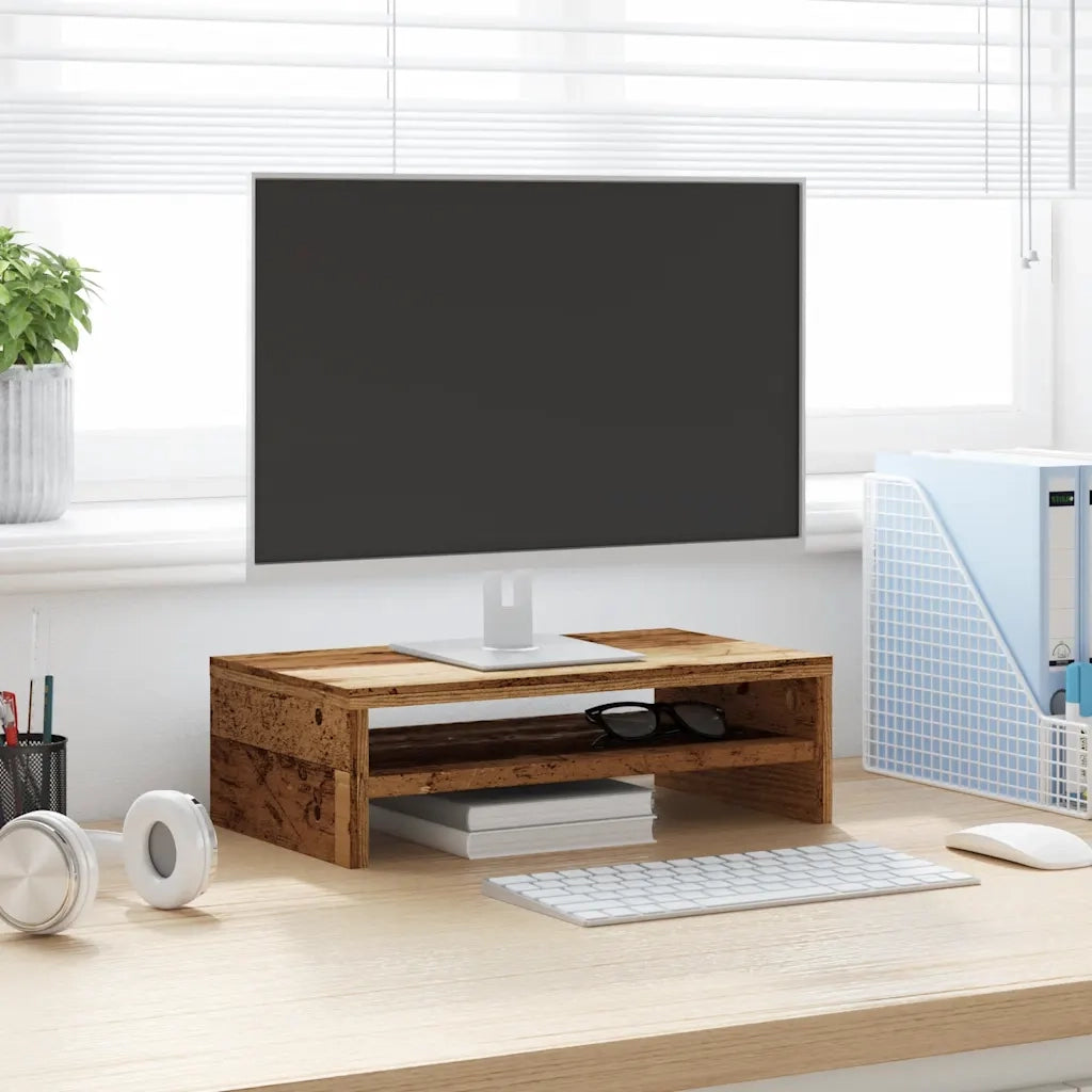 Supporto per Monitor Legno Antico 42x24x13 cm Legno Multistrato