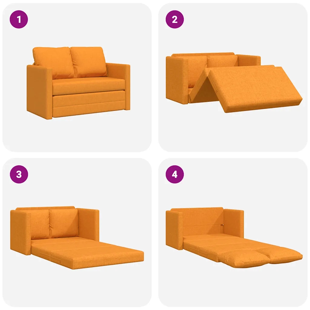 Divano letto | Sof¨¤ letto | Letto singolo da Terra 2 in 1 Giallo Scuro 112x174x55 cm Tessuto