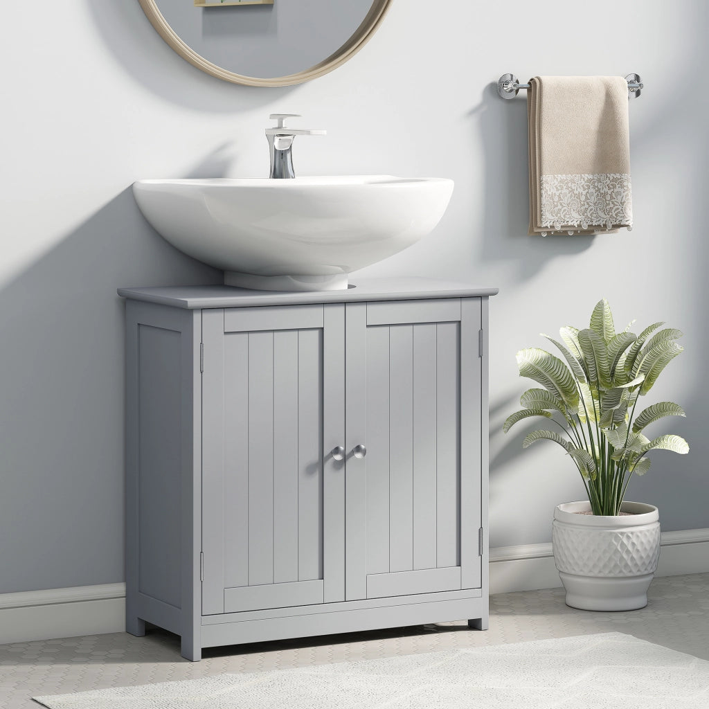 Mobiletto sottolavabo con 2 ante e ripiano ¨C zephmum ¨C legno grigio 60x30x60 cm