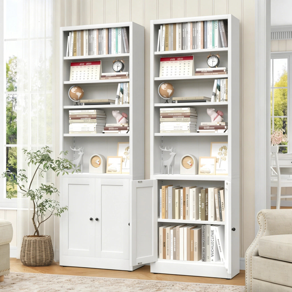 LIBRERIA CON PORTA E RIPIANI REGOLABILI 180,34 x 60 x 23,4 cm METALLO BIANCO
