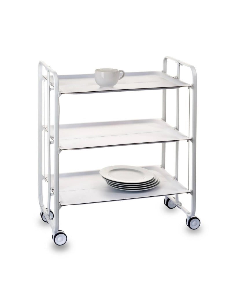 Carrello da cucina pieghevole bianco con ruote BAUHAUS 3 ripiani