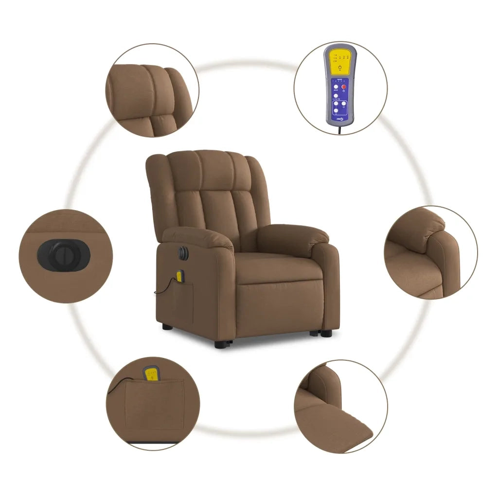 Poltrona Alzapersona Massaggiante Elettrica Marrone Tessuto 3205356