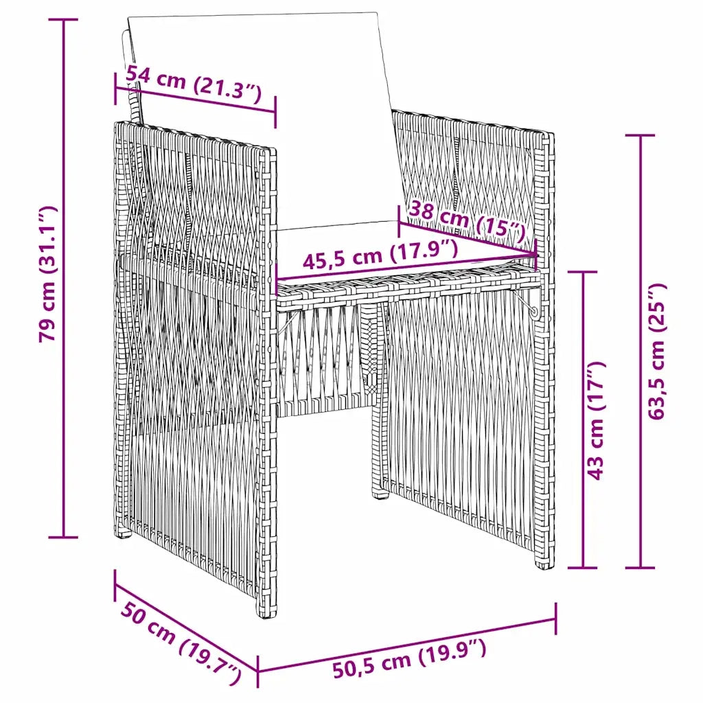 Set da Pranzo per Giardino 5 pcs Grigio 3380654