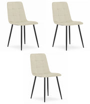 Sedia VALORA KARA - Moderna in velluto beige con gambe nere x 3