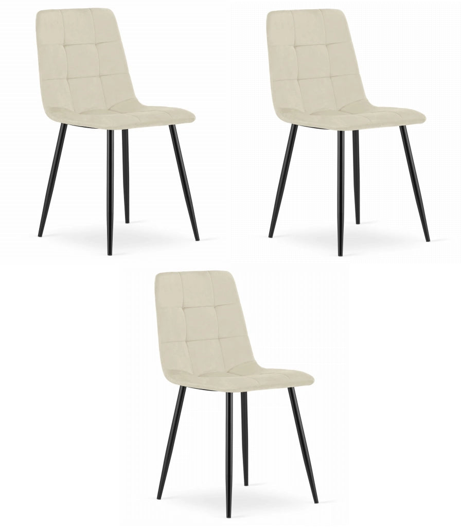 Sedia VALORA KARA - Moderna in velluto beige con gambe nere x 3