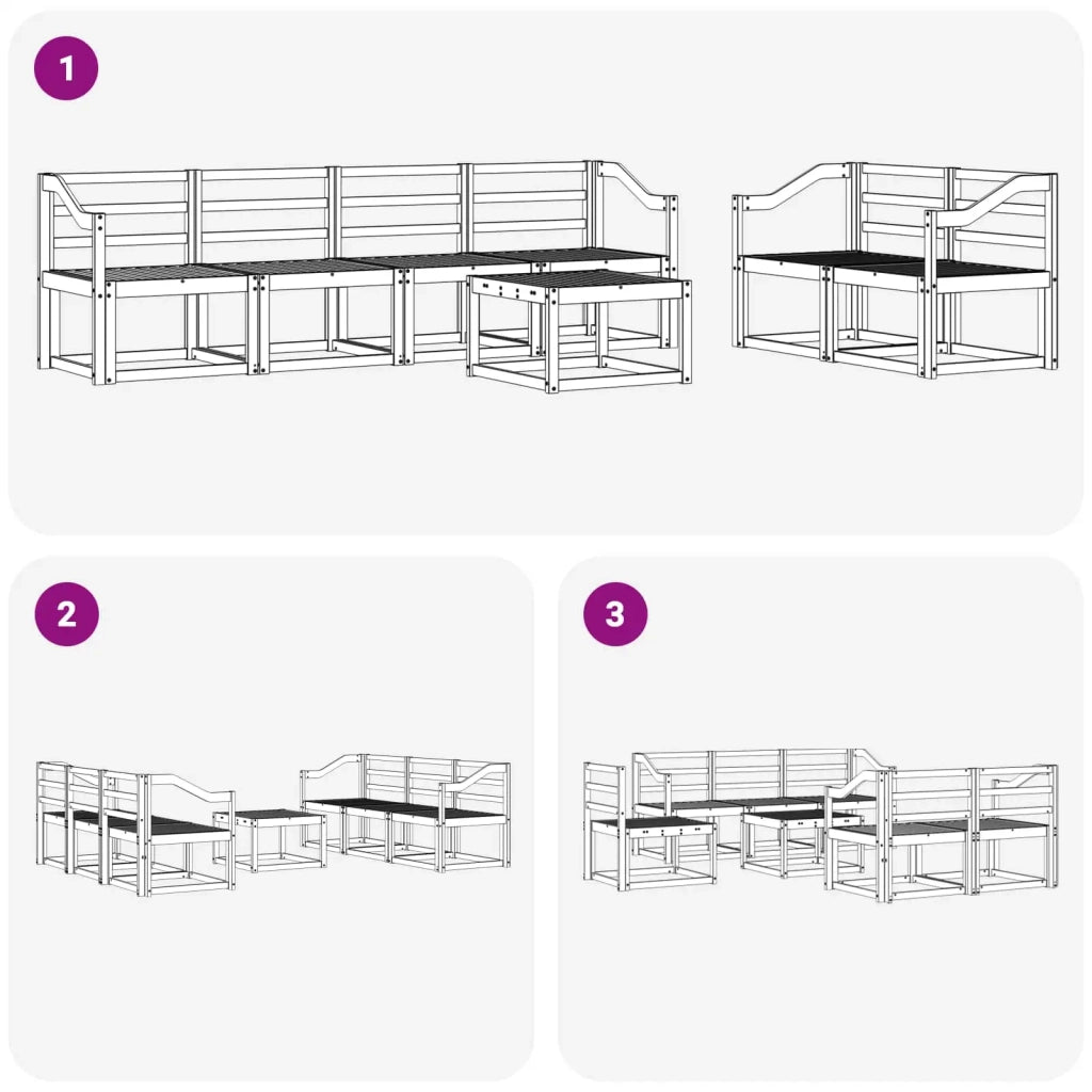 Set di divani da esterno 7 pcs Naturale