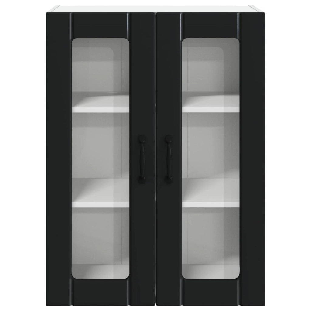 Pensile da cucina | Mobile in vetro da parete LUCCA Nero 60 x 31 x 80 cm