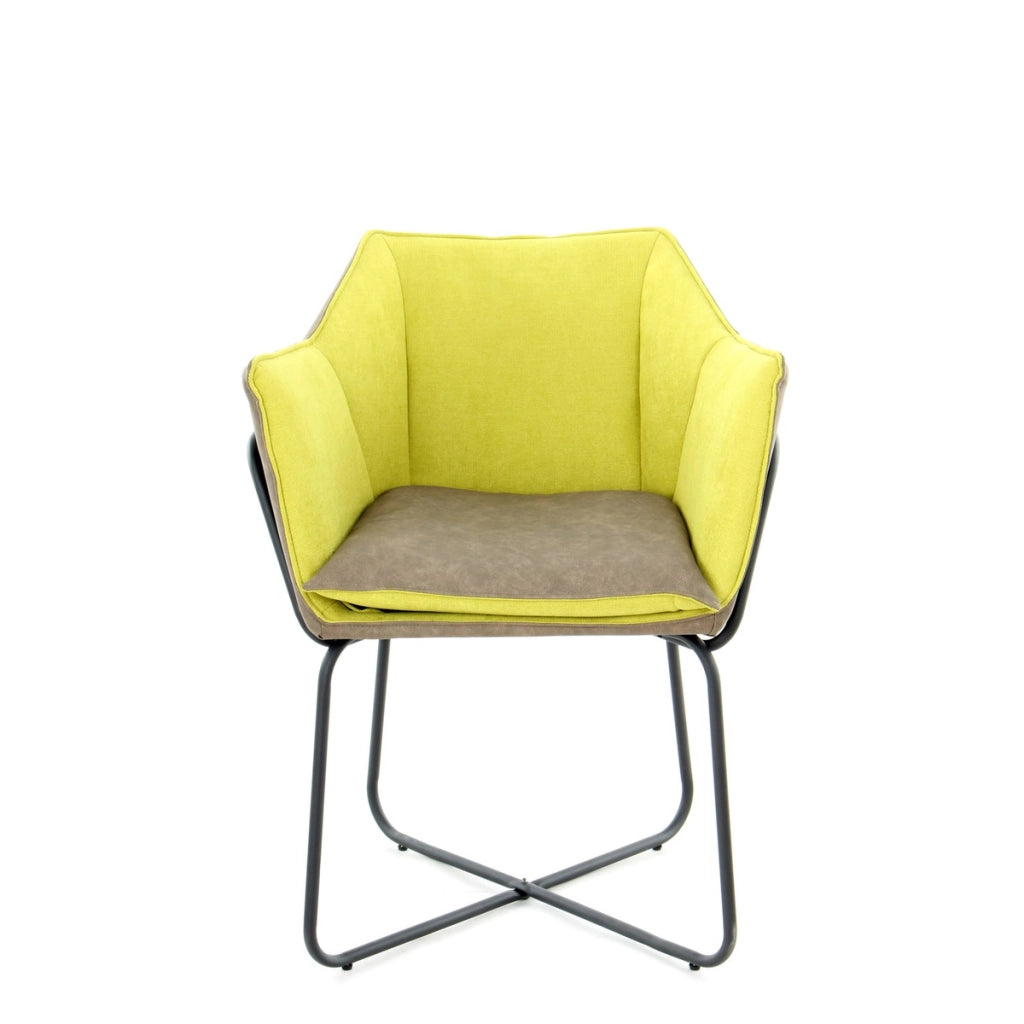 Sedia Lounge Marietta 100 in Ecopelle Bicolore Verde e Taupe