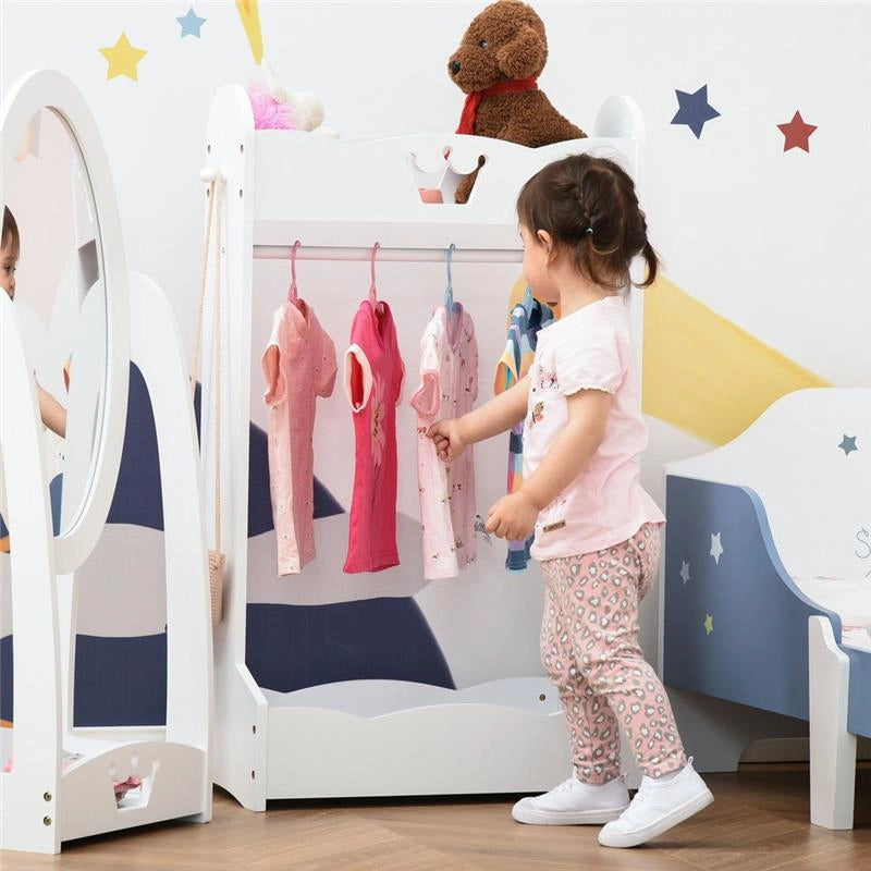 APPENDIABITI IN LEGNO PER BAMBINI CON RIPIANI E GANCI LATERALI BIANCO