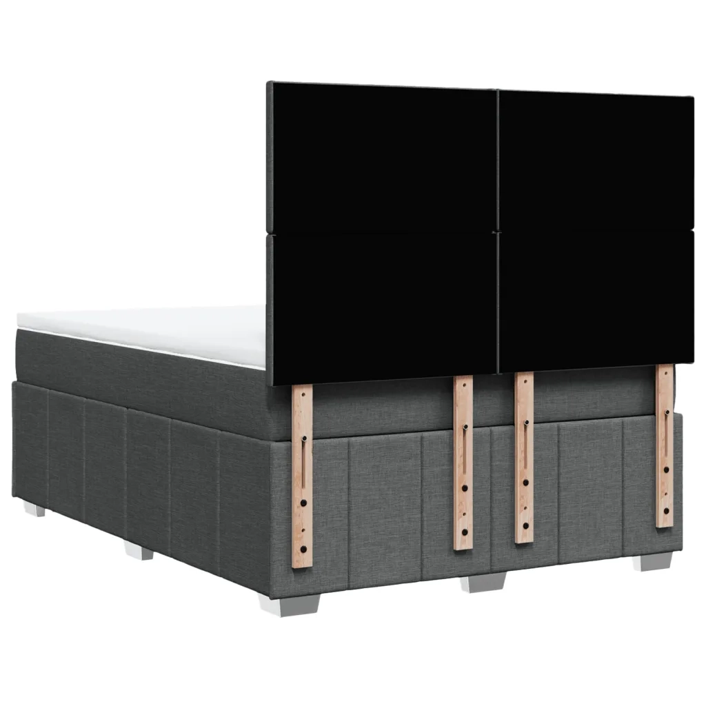 Giroletto a Molle con Materasso Grigio Scuro 140x200cm Tessuto