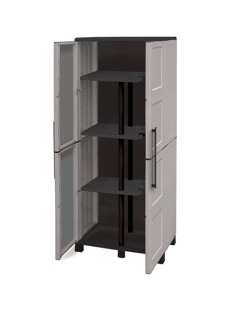Mobile da Giardino Askan, Armadio da Esterno 3 Ripiani Made in Italy, 68x37x169h cm Grigio Chiaro