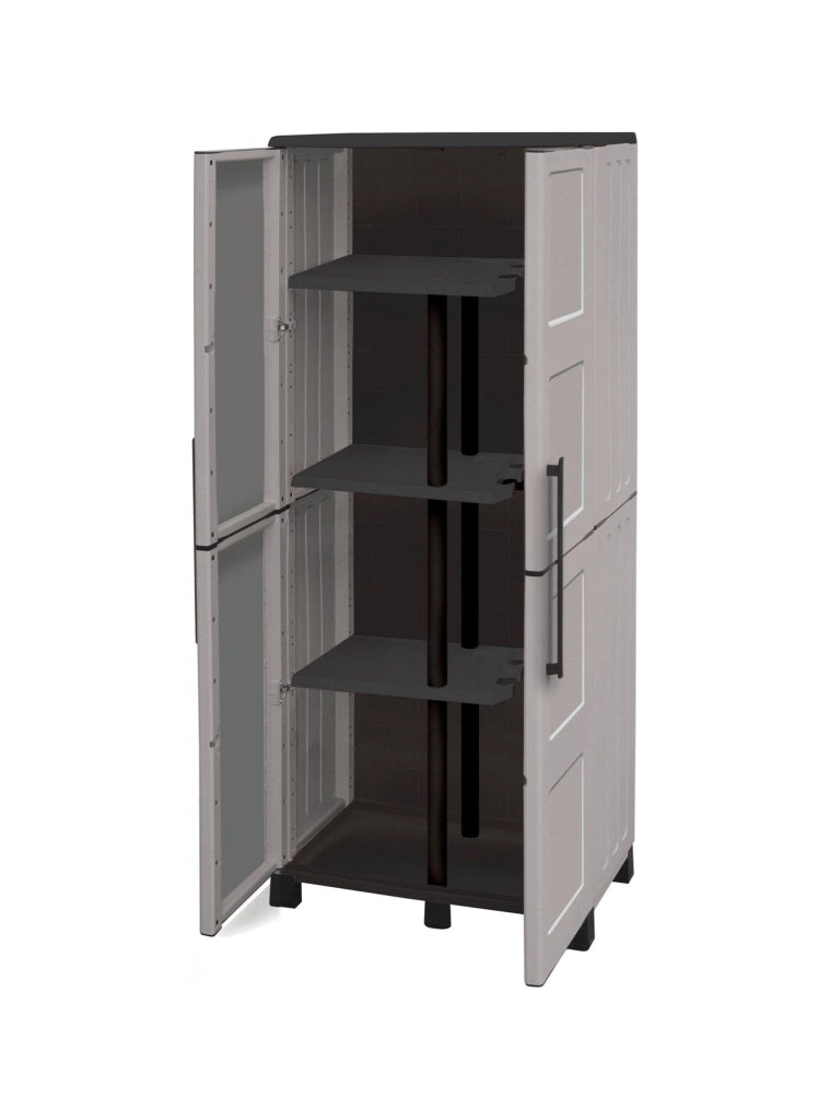 Mobile da Giardino Askan, Armadio da Esterno 3 Ripiani Made in Italy, 68x37x169h cm Grigio Chiaro