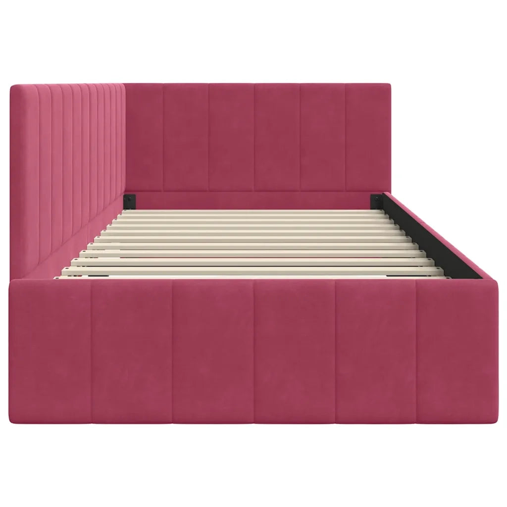 Cornice del letto ad angolo Rosso Vino 90 cm x 190 cm Velluto