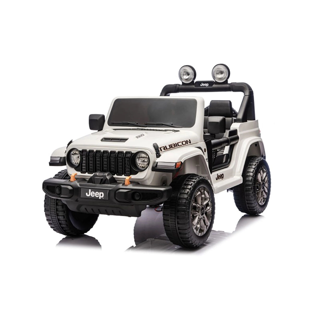 Macchina Elettrica per Bambini Jeep Wrangler Rubicon 12V con Telecomando Bianco
