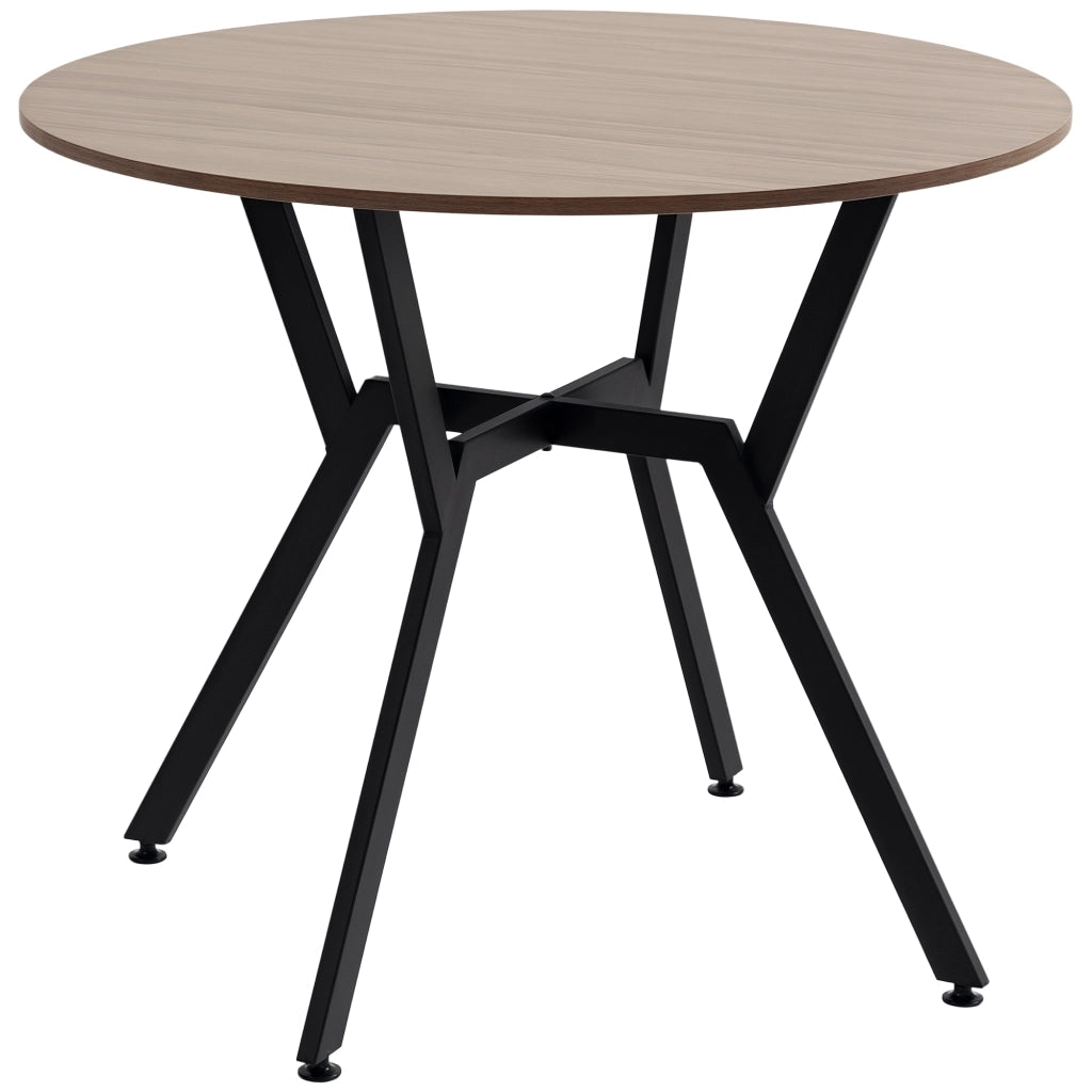 Tavolo da pranzo rotondo allungabile per 2 persone in legno e acciaio ¨C Minimal ¨C Nero e marrone ?90x76 cm