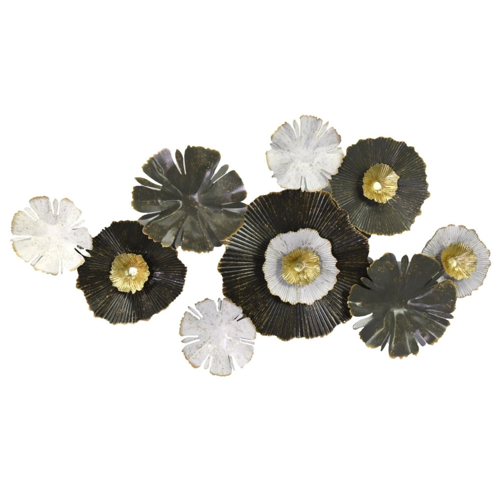 Pannello Decorativo da Parete Fiori 90,8x6,4x48,3 cm in Metallo Verde