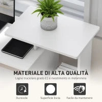 Scrivania Moderna per PC con Mensola Porta Tastiera, Ripiano e Cassetto in Tessuto, in Legno, 100x40x86.6cm, Bianco