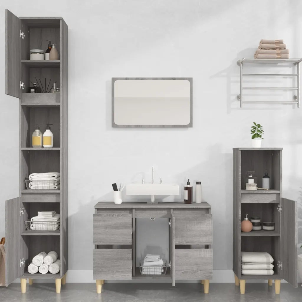 Mobile Lavabo Grigio Sonoma 80x33x60 cm in Legno Multistratocod mxl 104290