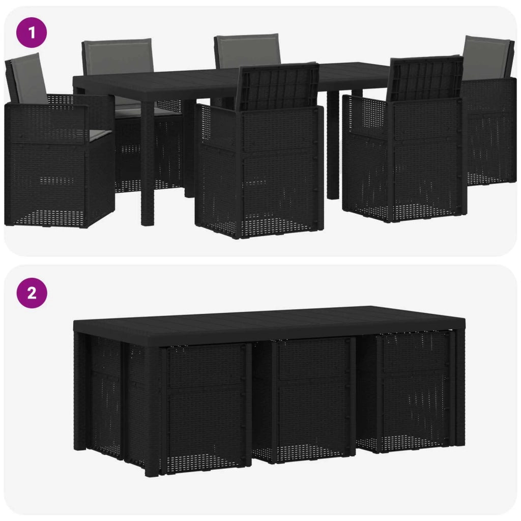 Set da Pranzo per Giardino con cuscino 7 pcs Antracite PP