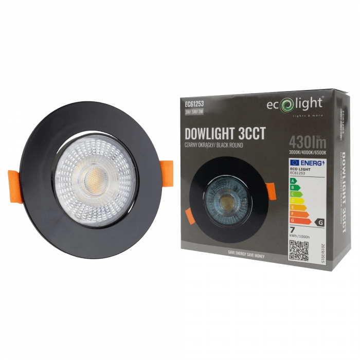 Faretto incasso LED CCT nero rotondo Ecolight