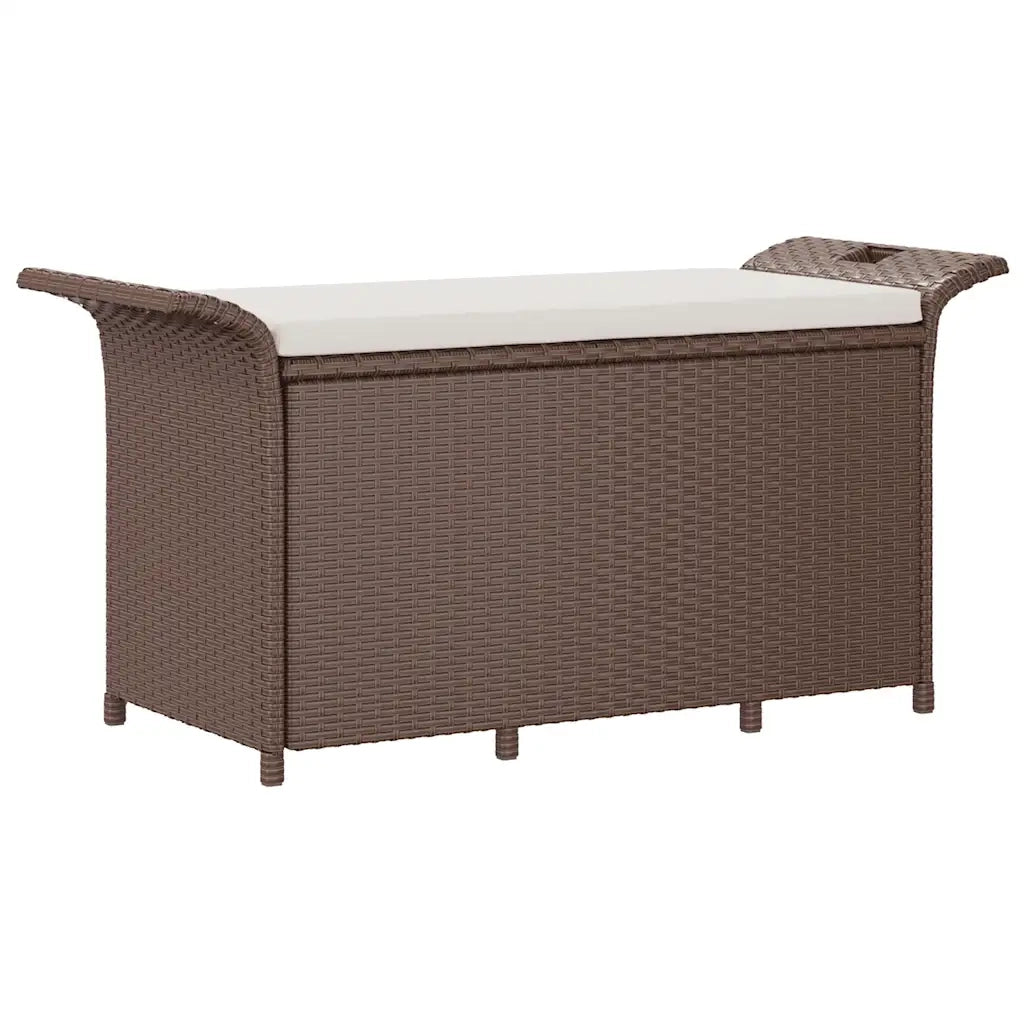 Panchina da Giardino | Panca da Giardino con Cuscino Marrone 116x46x57cm in Polyrattan
