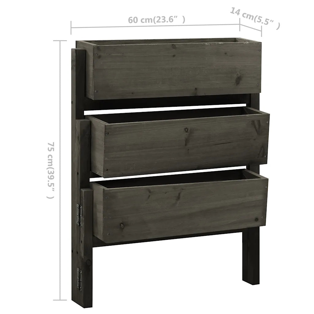 Fioriera da Giardino Pieghevole Grigia 60x14x75 cm Legno Abete 314841