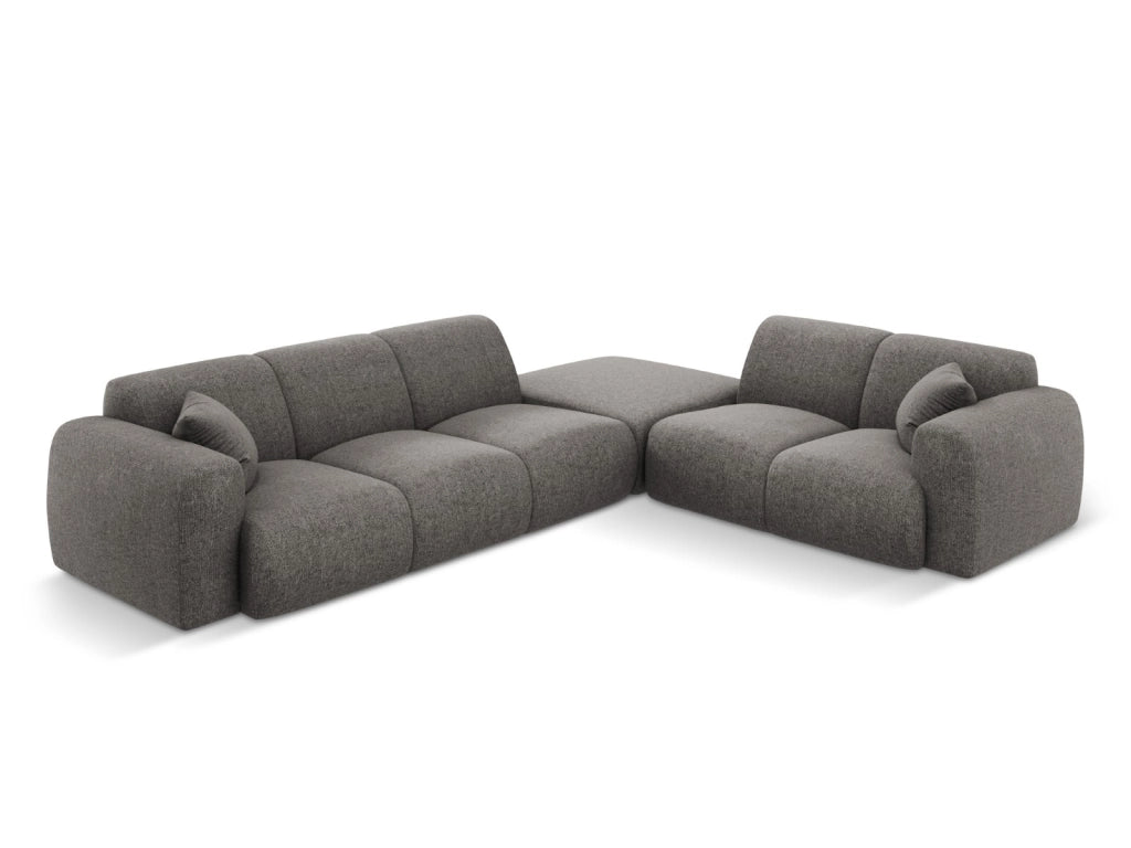 Cosmopolitan Design - Divano angolare destro "Nolio" 4 posti in ciniglia grigio 