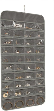 Organizzatore da parete per accessori con contenitore per orecchini e pendenti - Grigio